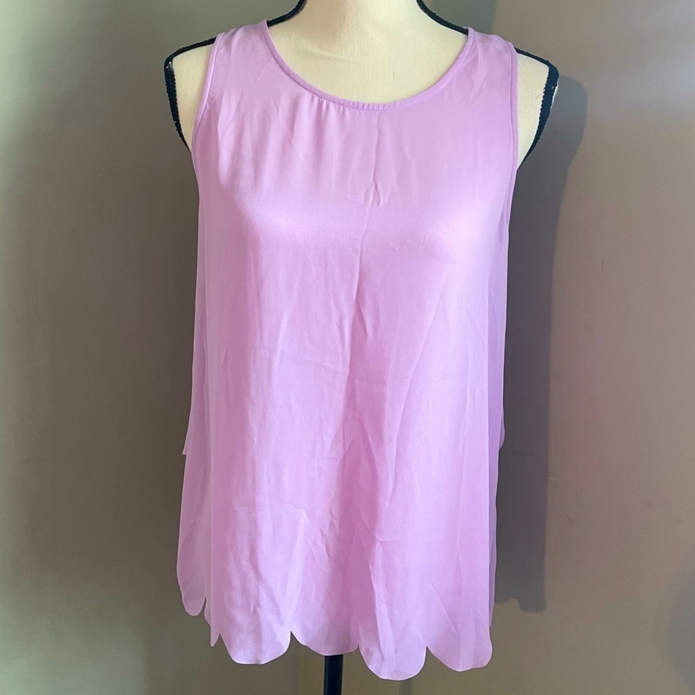 Filly Flair | Sleeveless Pink Scalloped Hem Open Back | Small